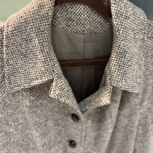 Women's Vintage Houndstooth Car Coat with leather accents